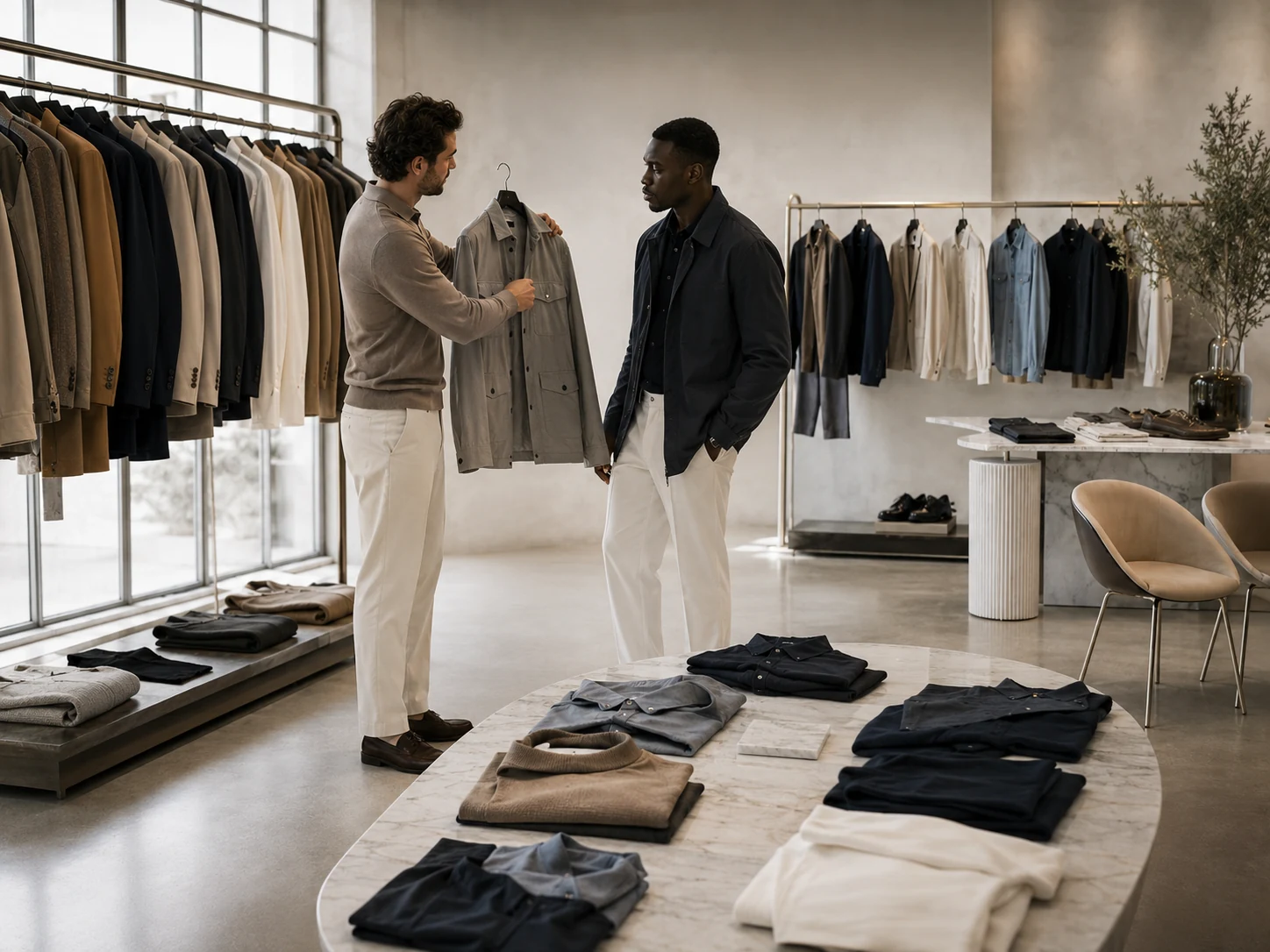 Men’s contemporary wholesale apparel showroom in Italy